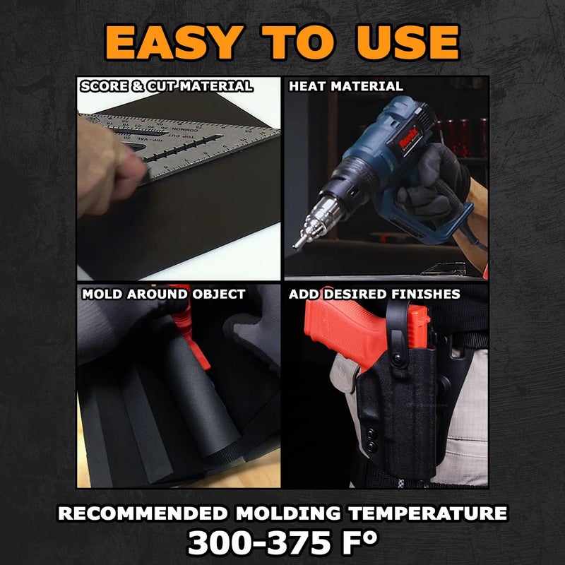 Holstex KYDEX Thermoform Sheet - (Type V) - (P1 Texture) - (0.060 Thickness) - (12in x 12in Sheets) - (Black) - (2 Pack) - for Holster Making, Cosplay, Airsoft Armor, Keel Guards - Image 5
